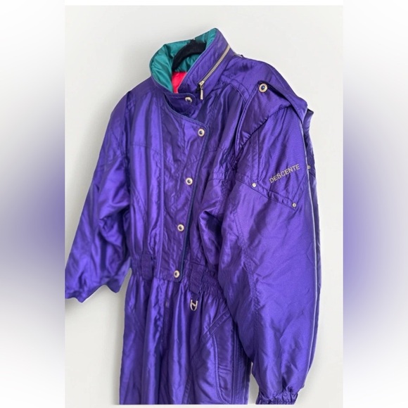Vintage 80s Descente Ski Suit Snowsuit One Piece Apres Snow Bib Women’s Size 14 - Picture 3 of 16